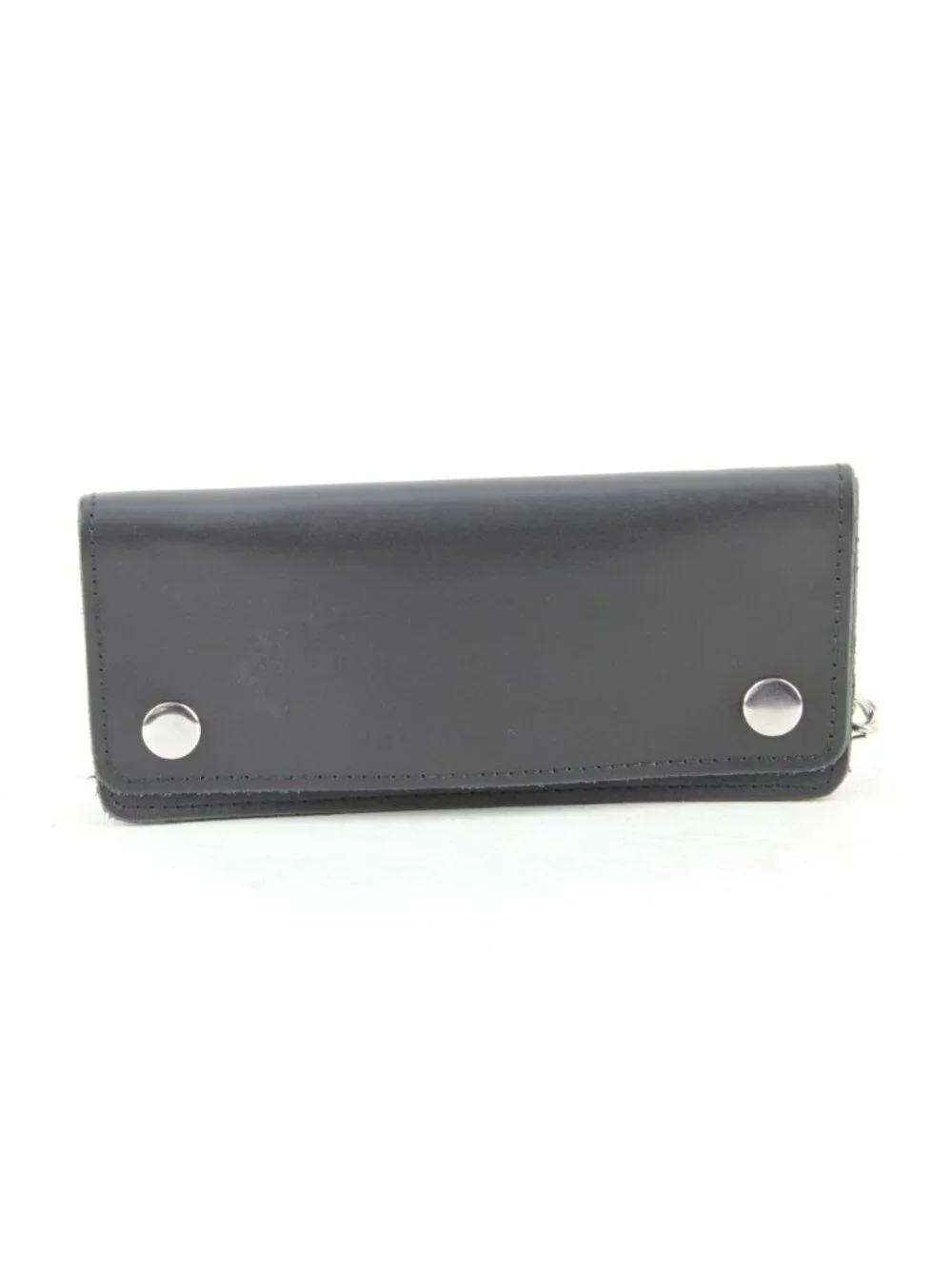 Men's Classic Genuine Premium Leather Snap Chain Trucker Biker Wallet Black NEW